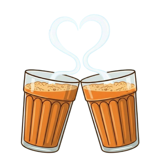 Two chai glasses with heart-shaped steam